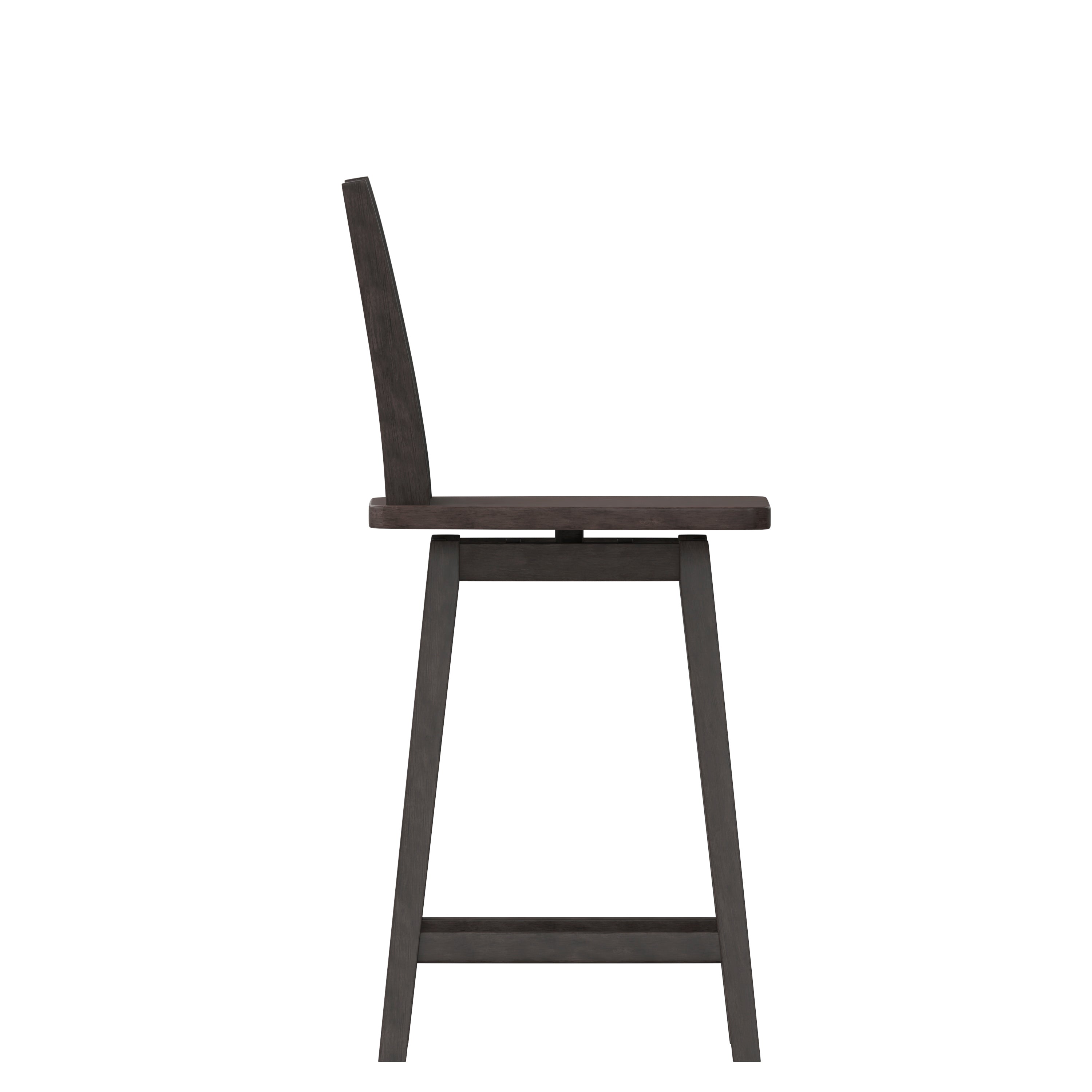 Gwendolyn Commercial Grade Solid Wood Modern Farmhouse Swivel Counter Height Barstool in Gray Wash Walnut