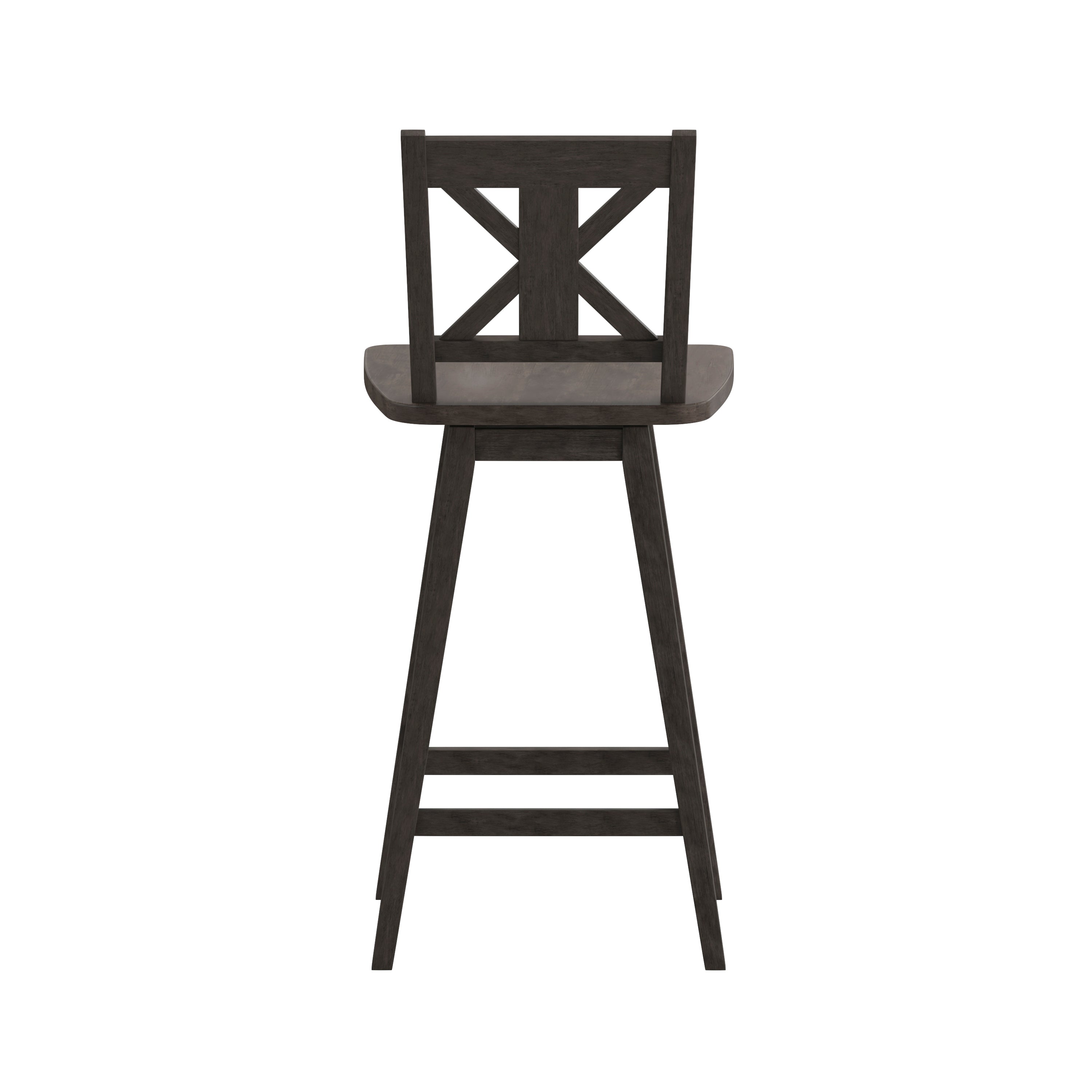Gwendolyn Commercial Grade Solid Wood Modern Farmhouse Swivel Bar Height Barstool in Gray Wash Walnut