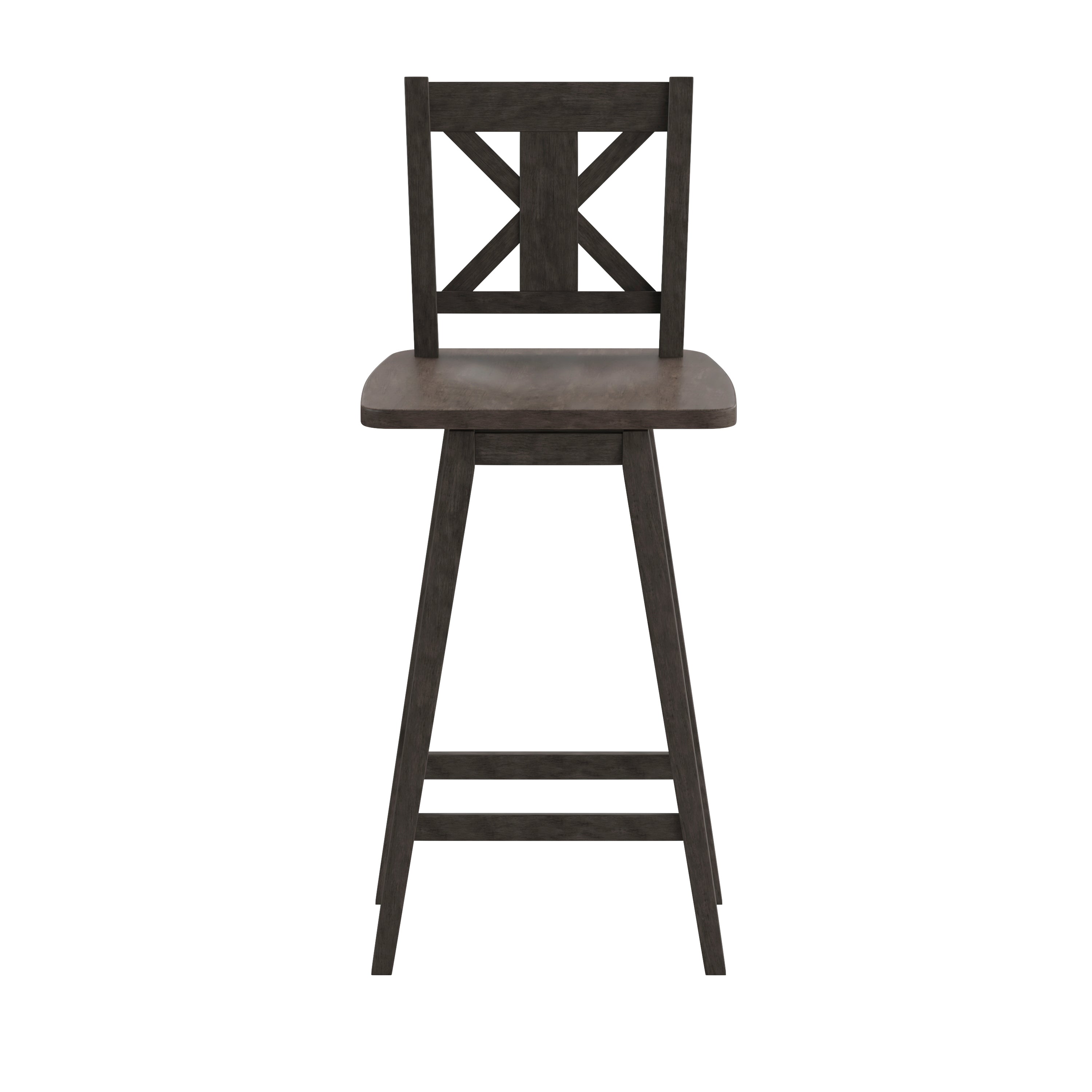 Gwendolyn Commercial Grade Solid Wood Modern Farmhouse Swivel Bar Height Barstool in Gray Wash Walnut