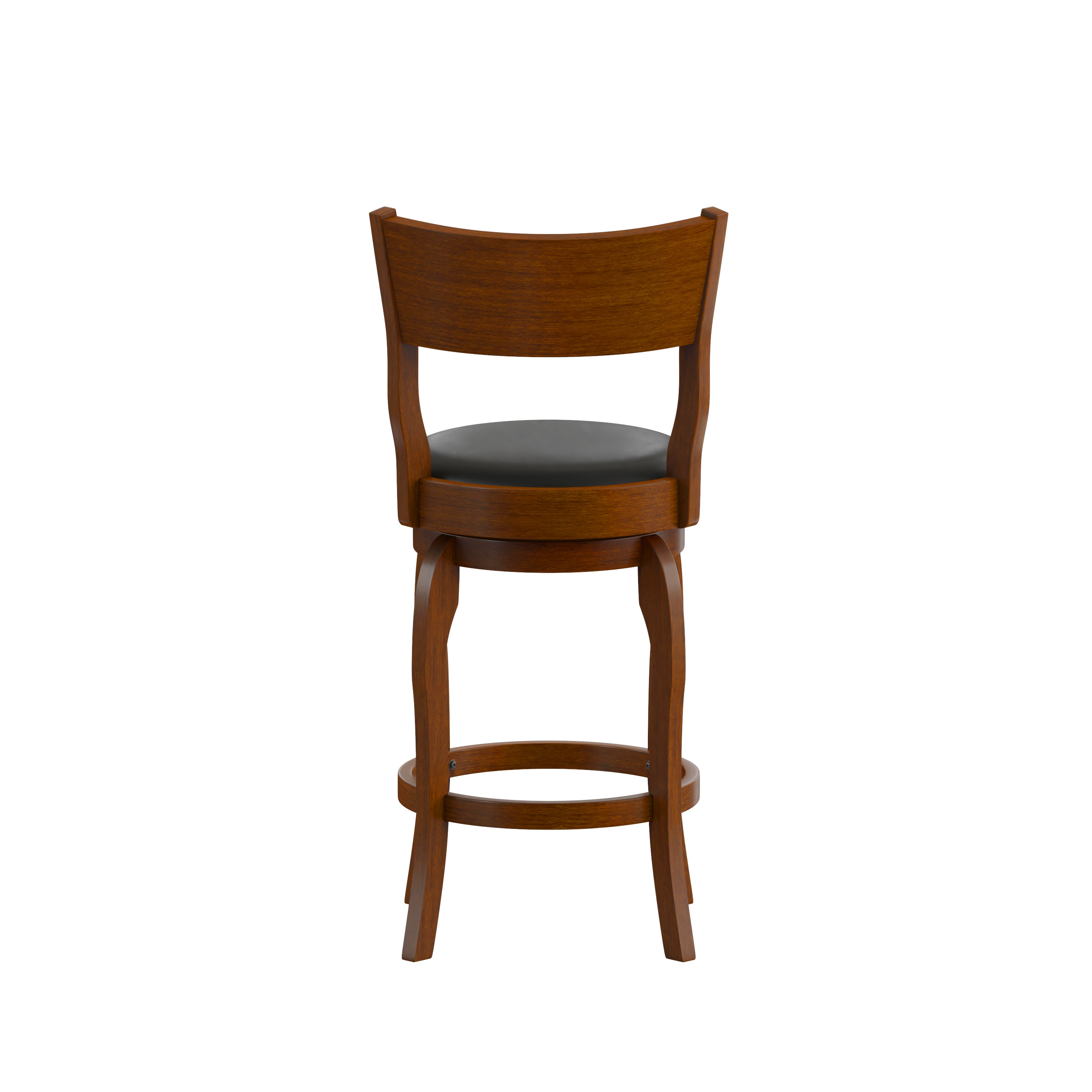 Nichola Commercial Grade Classic Open Back Swivel Counter Height Pub Barstool with Bowed Wooden Frame and Padded LeatherSoft Seat, Antique Oak/Black