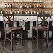 Gwendolyn Set of 2 Commercial Grade Solid Wood Modern Farmhouse Counter Height Barstool in Gray Wash Walnut