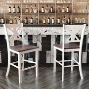 Gwendolyn Set of 2 Commercial Grade Solid Wood Modern Farmhouse Counter Height Barstool in Antique White Wash