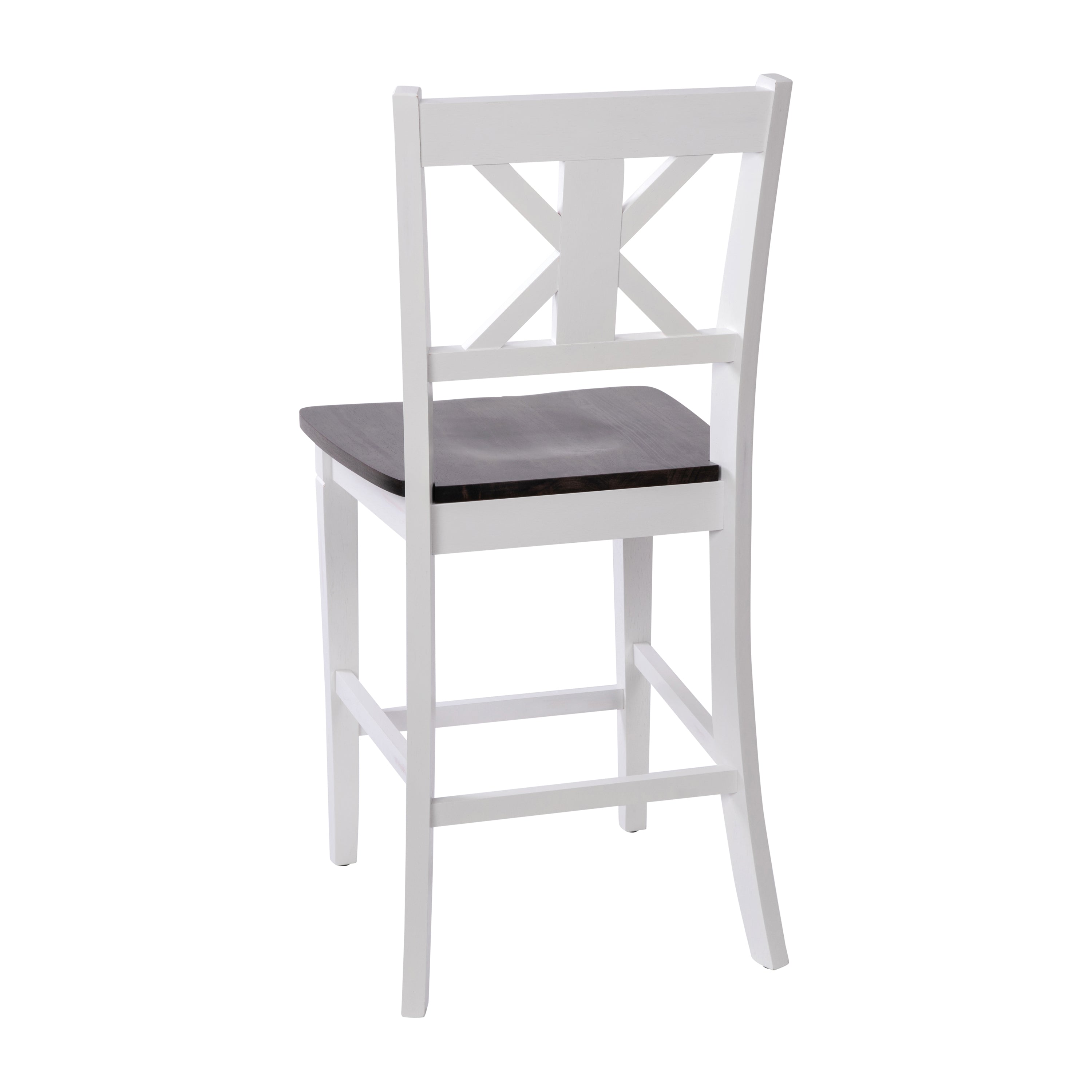 Gwendolyn Set of 2 Commercial Grade Solid Wood Modern Farmhouse Counter Height Barstool in Antique White Wash