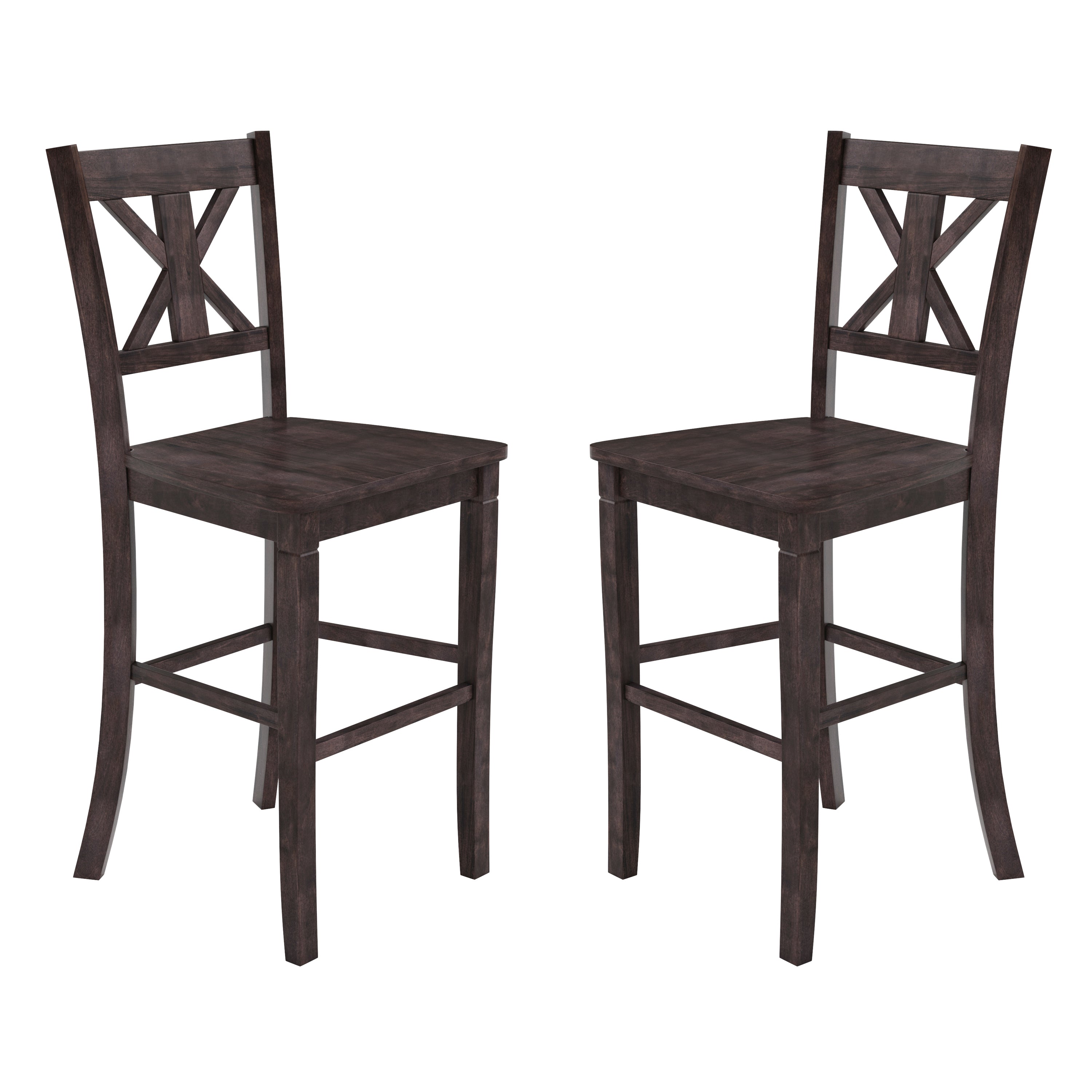Gwendolyn Set of 2 Commercial Grade Solid Wood Modern Farmhouse Barstool in Gray Wash Walnut