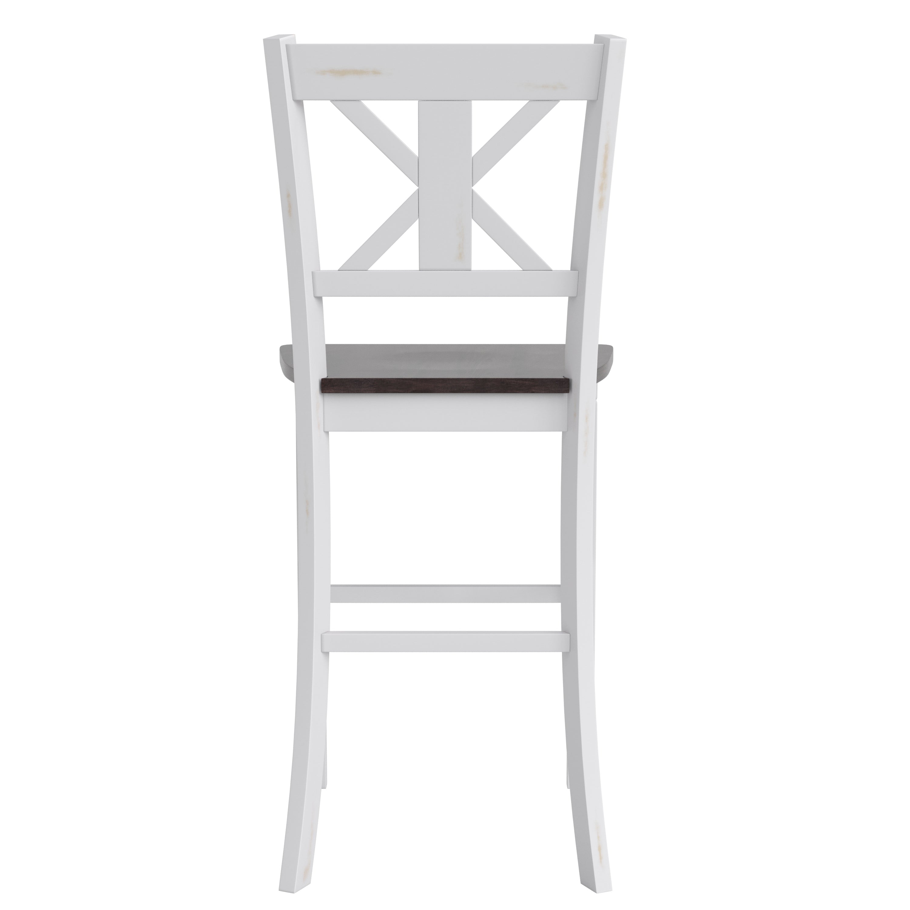 Gwendolyn Set of 2 Commercial Grade Solid Wood Modern Farmhouse Barstool in Antique White Wash