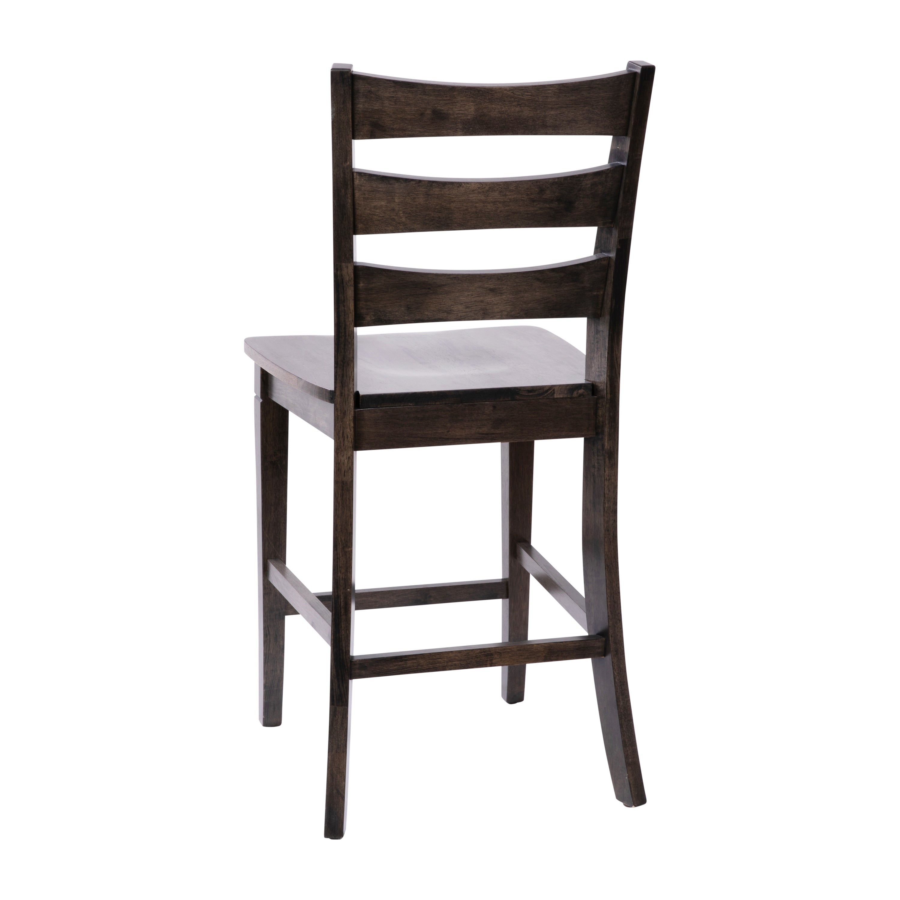Liesel Set of 2 Commercial Grade Wooden Classic Ladderback Counter Height Barstool with Solid Wood Seat, Gray Wash Walnut