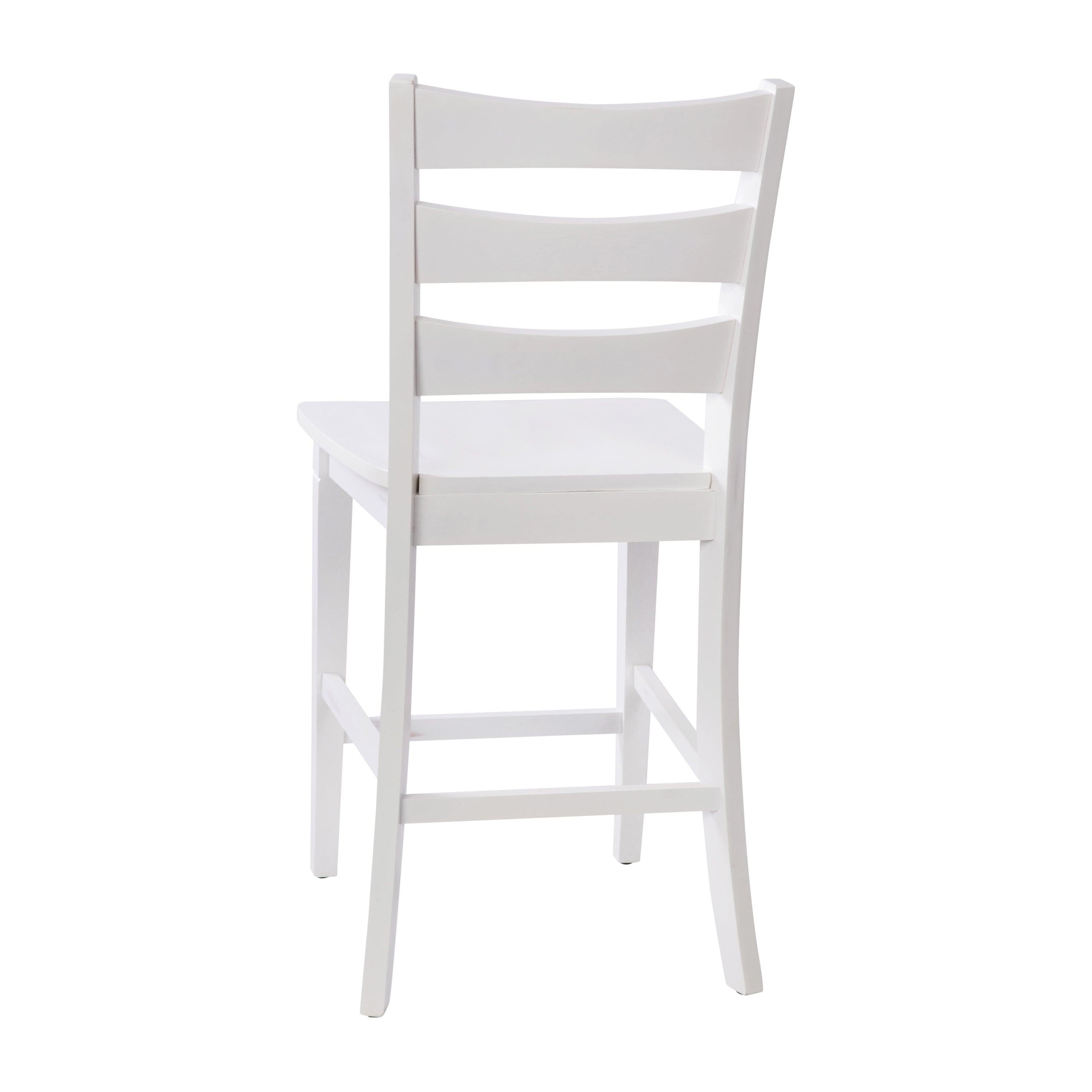 Liesel Set of 2 Commercial Grade Wooden Classic Ladderback Counter Height Barstool with Solid Wood Seat, Antique White Wash