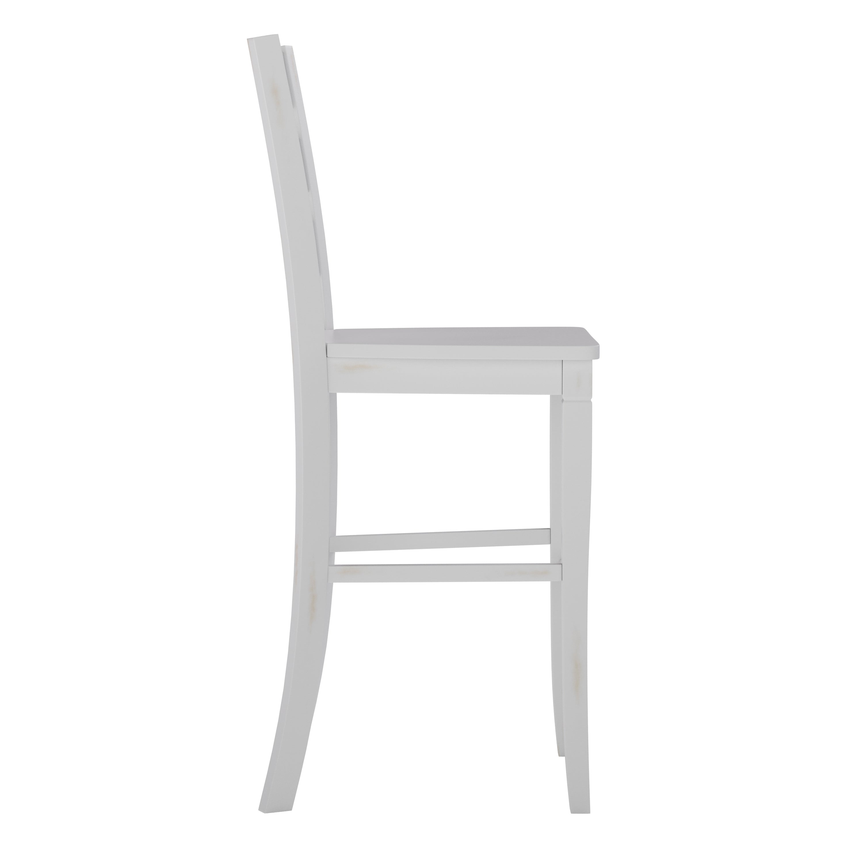 Liesel Set of 2 Commercial Grade Wooden Classic Ladderback Bar Height Barstool with Solid Wood Seat, Antique White Wash
