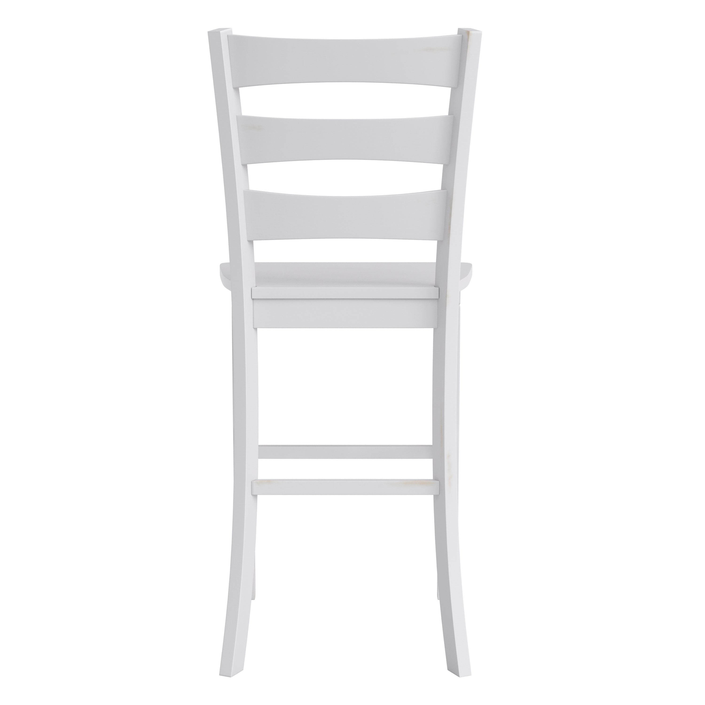 Liesel Set of 2 Commercial Grade Wooden Classic Ladderback Bar Height Barstool with Solid Wood Seat, Antique White Wash