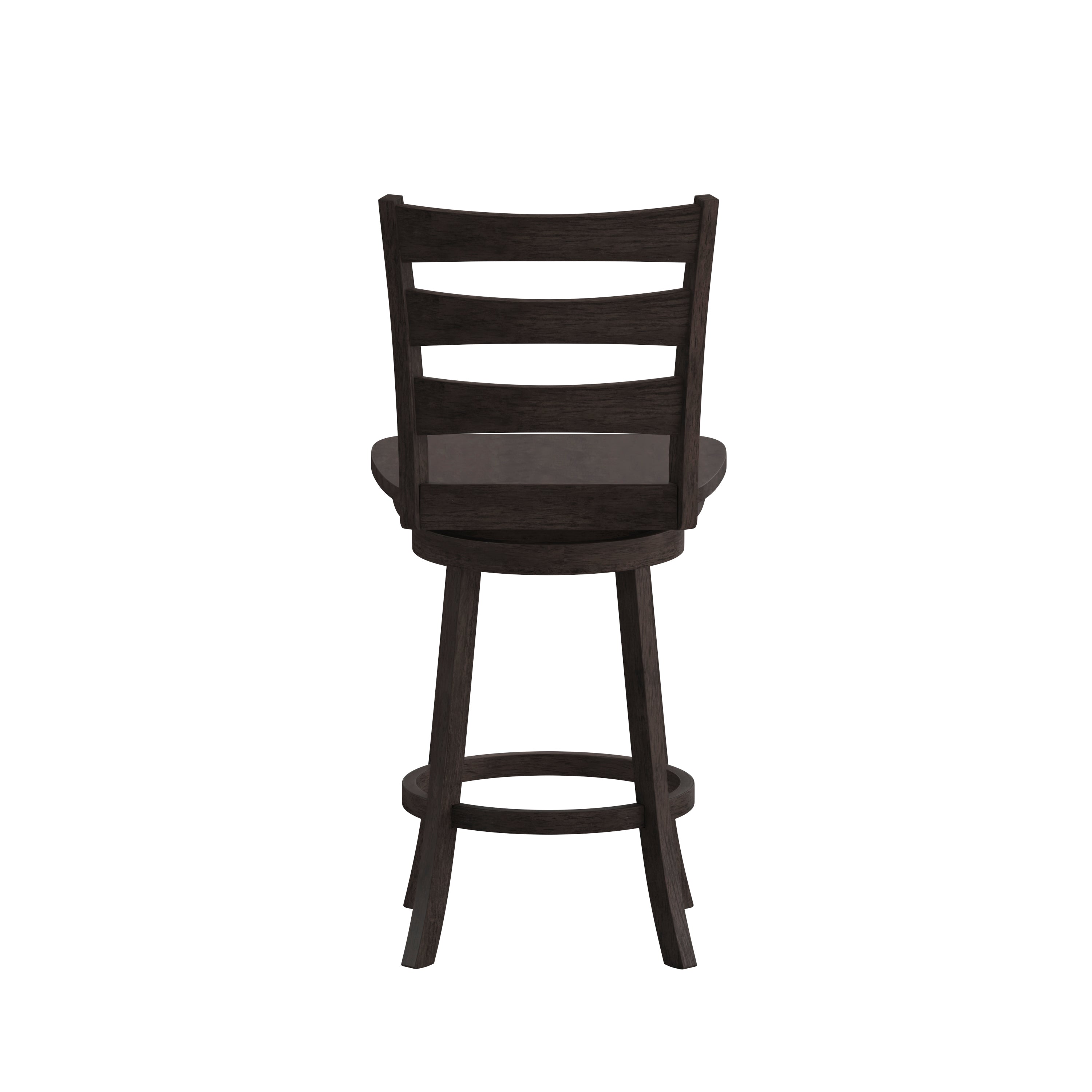 Liesel Commercial Grade Wooden Classic Ladderback Swivel Counter Height Barstool with Solid Wood Seat, Gray Wash Walnut
