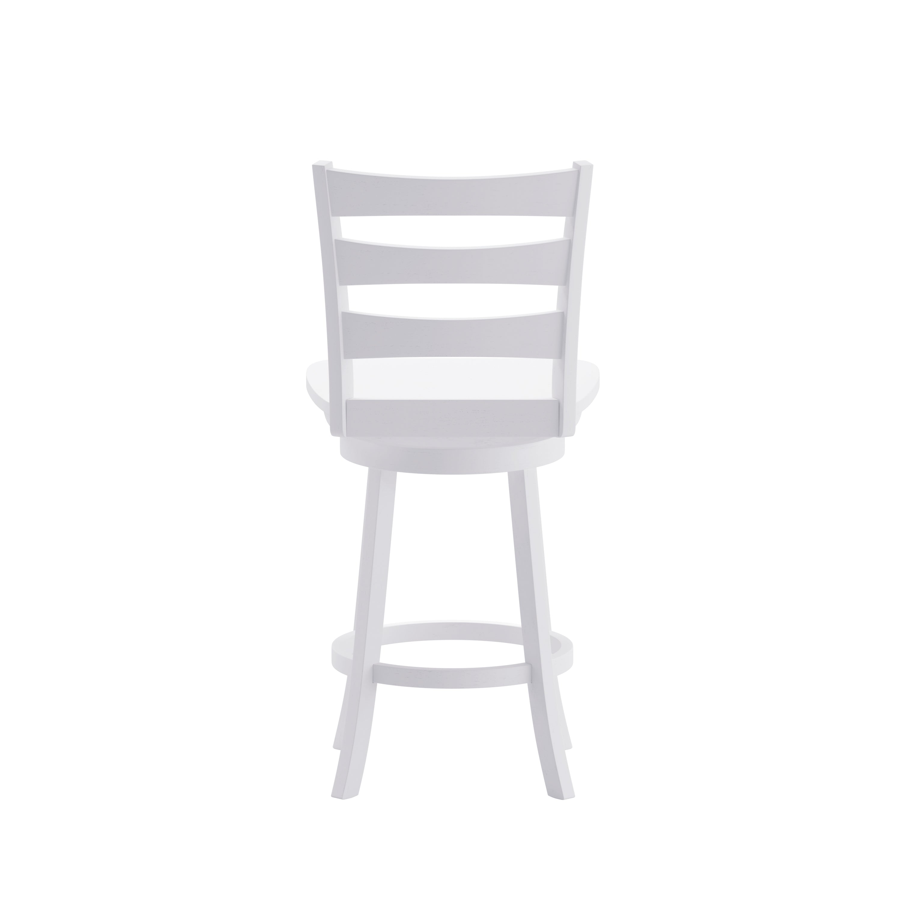 Liesel Commercial Grade Wooden Classic Ladderback Swivel Counter Height Barstool with Solid Wood Seat, Antique White Wash
