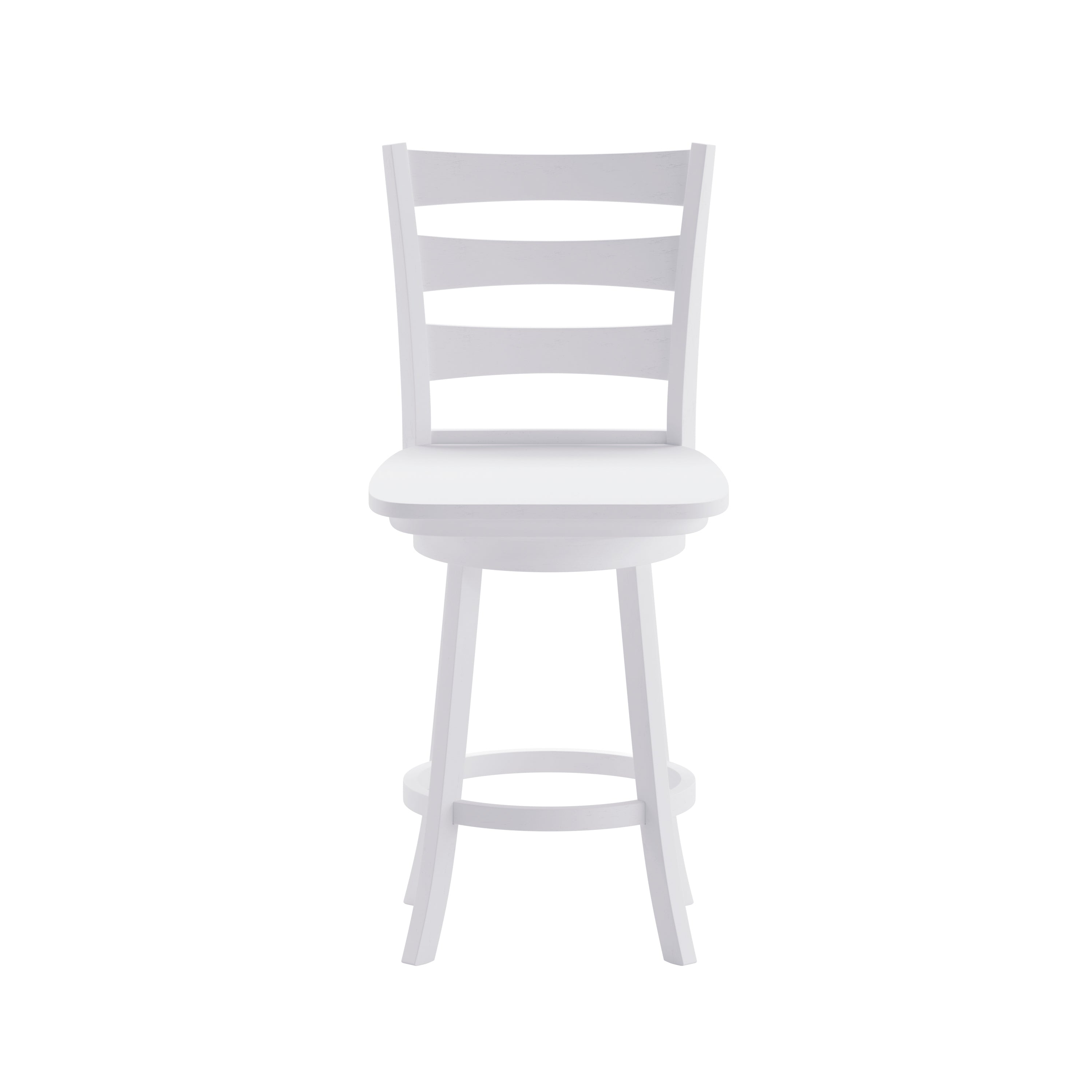 Liesel Commercial Grade Wooden Classic Ladderback Swivel Counter Height Barstool with Solid Wood Seat, Antique White Wash