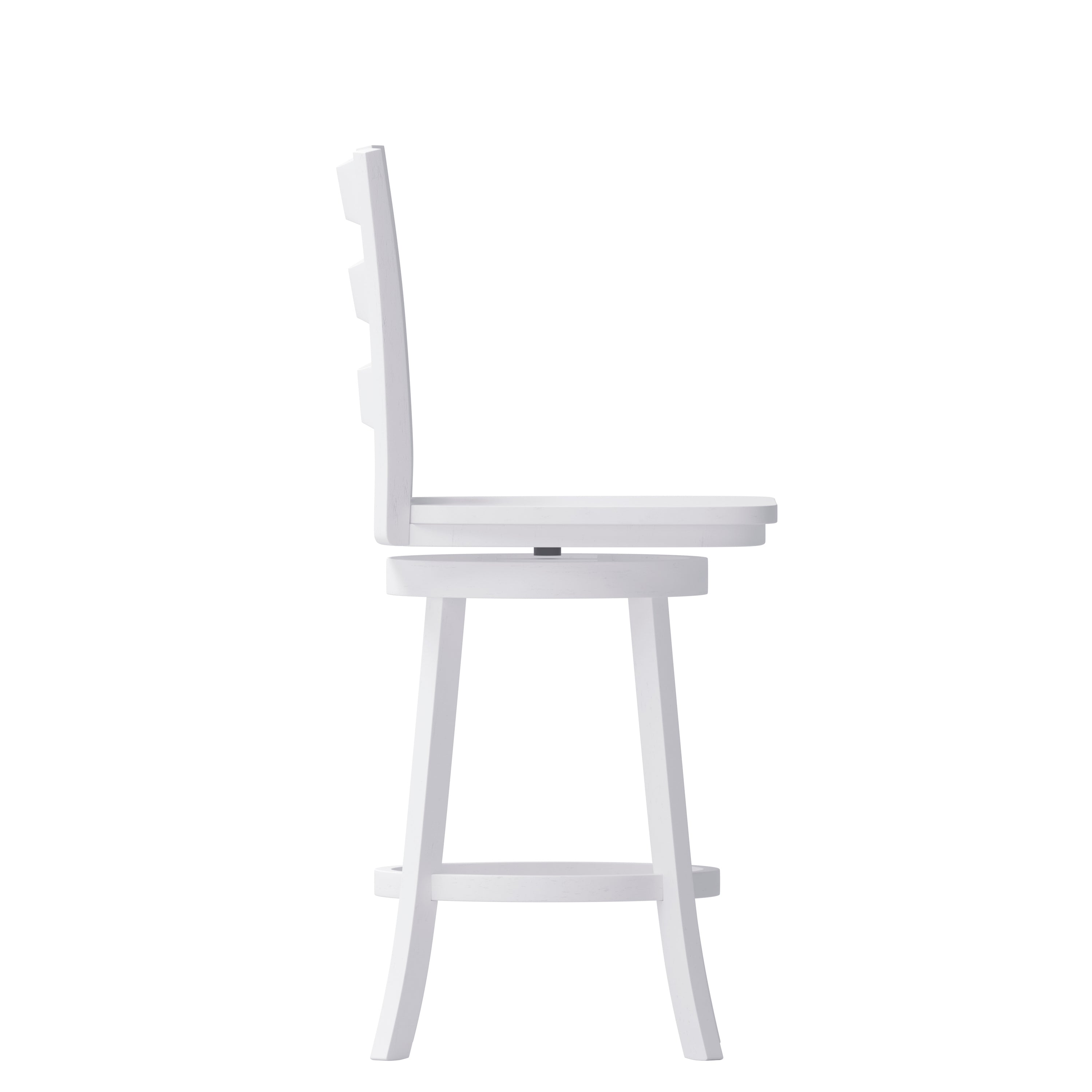 Liesel Commercial Grade Wooden Classic Ladderback Swivel Counter Height Barstool with Solid Wood Seat, Antique White Wash