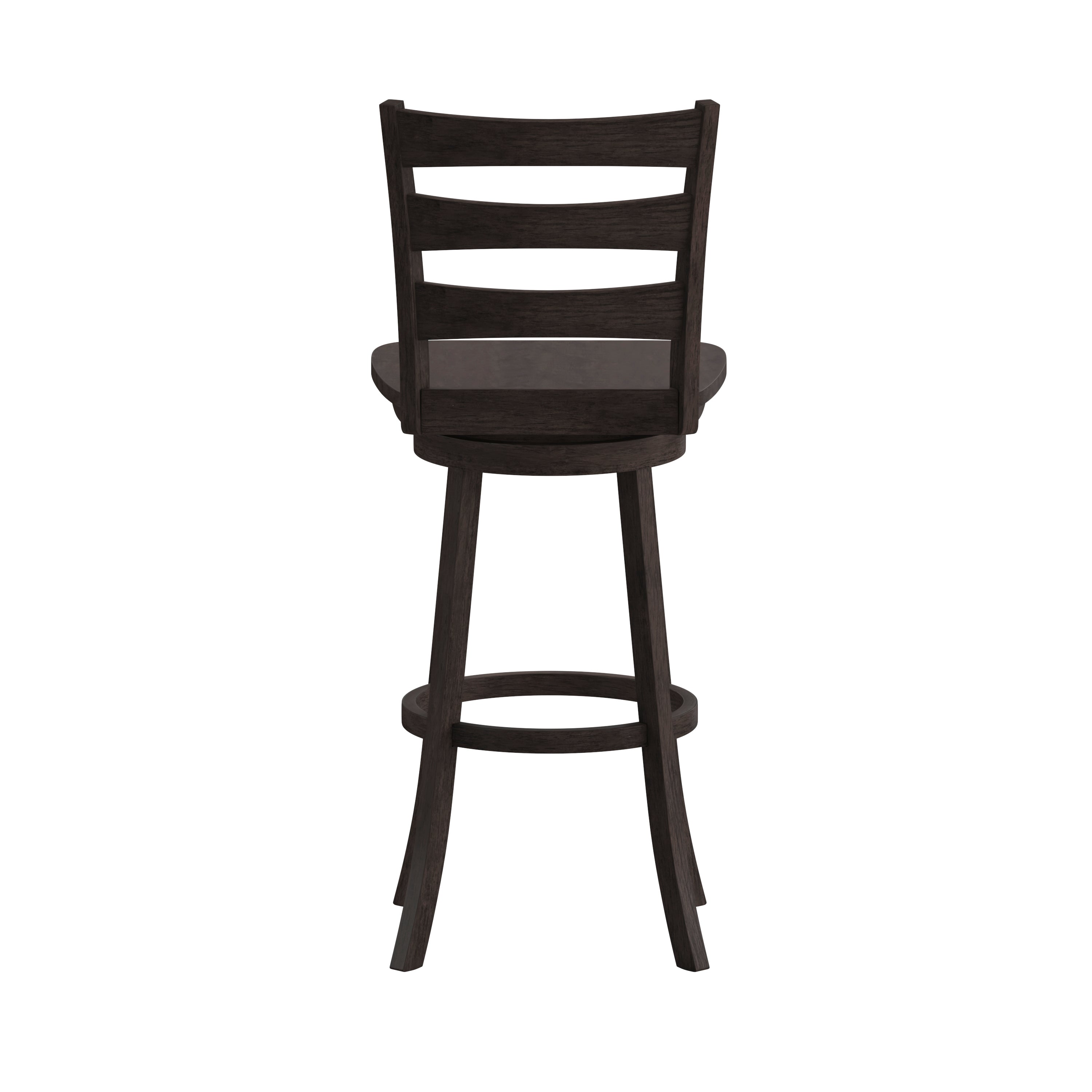 Liesel Commercial Grade Wooden Classic Ladderback Swivel Bar Height Barstool with Solid Wood Seat, Gray Wash Walnut
