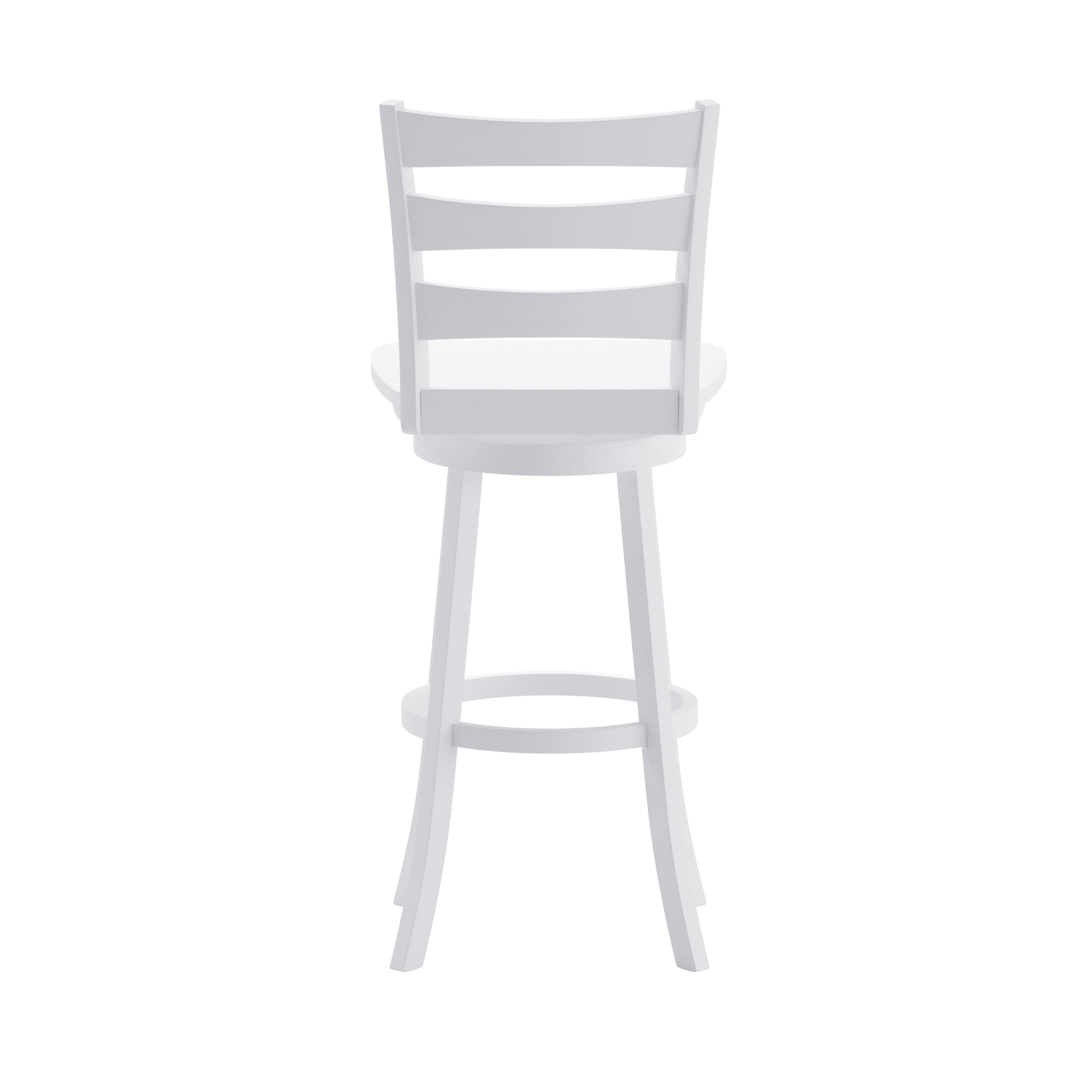 Liesel Commercial Grade Wooden Classic Ladderback Swivel Bar Height Barstool with Solid Wood Seat, Antique White Wash