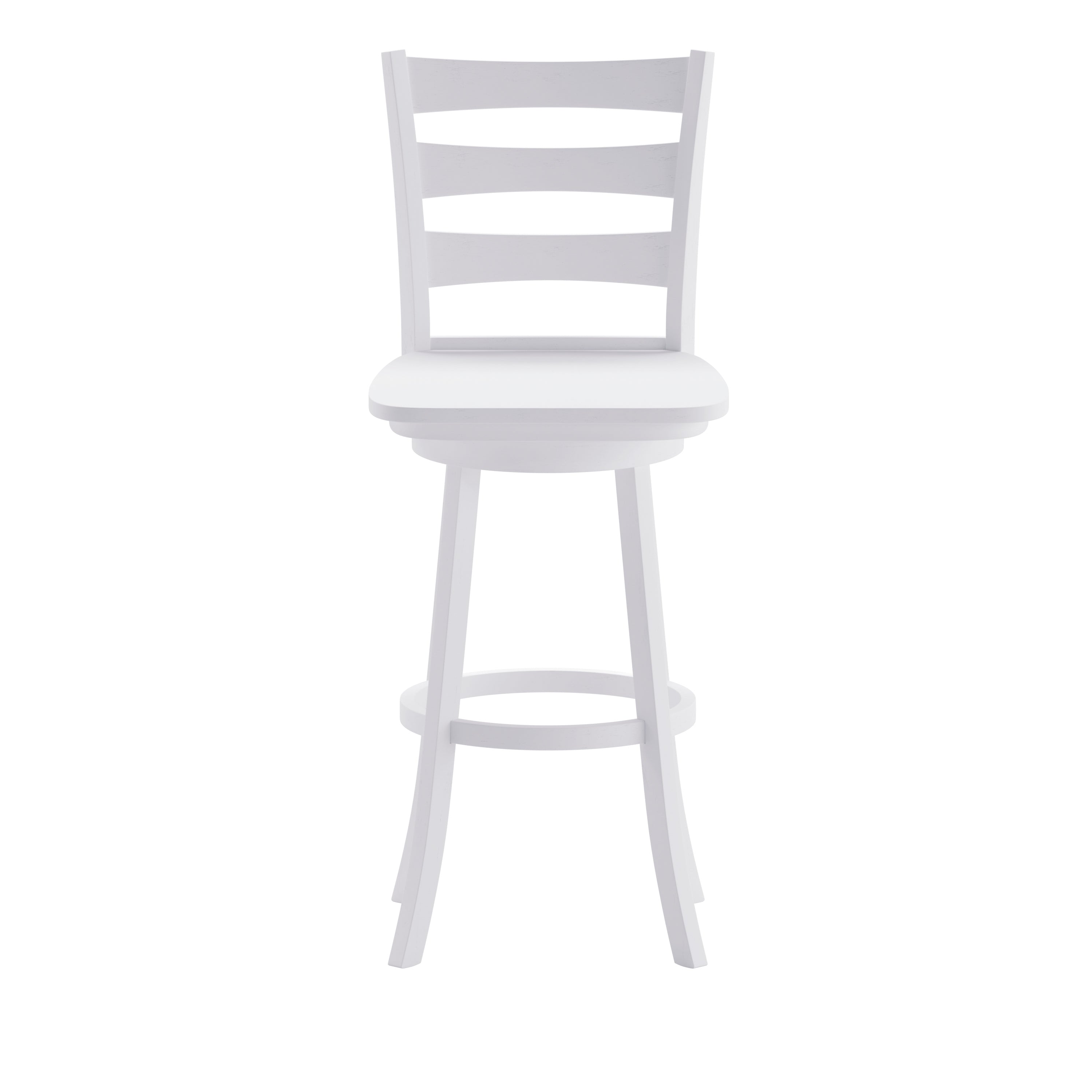 Liesel Commercial Grade Wooden Classic Ladderback Swivel Bar Height Barstool with Solid Wood Seat, Antique White Wash