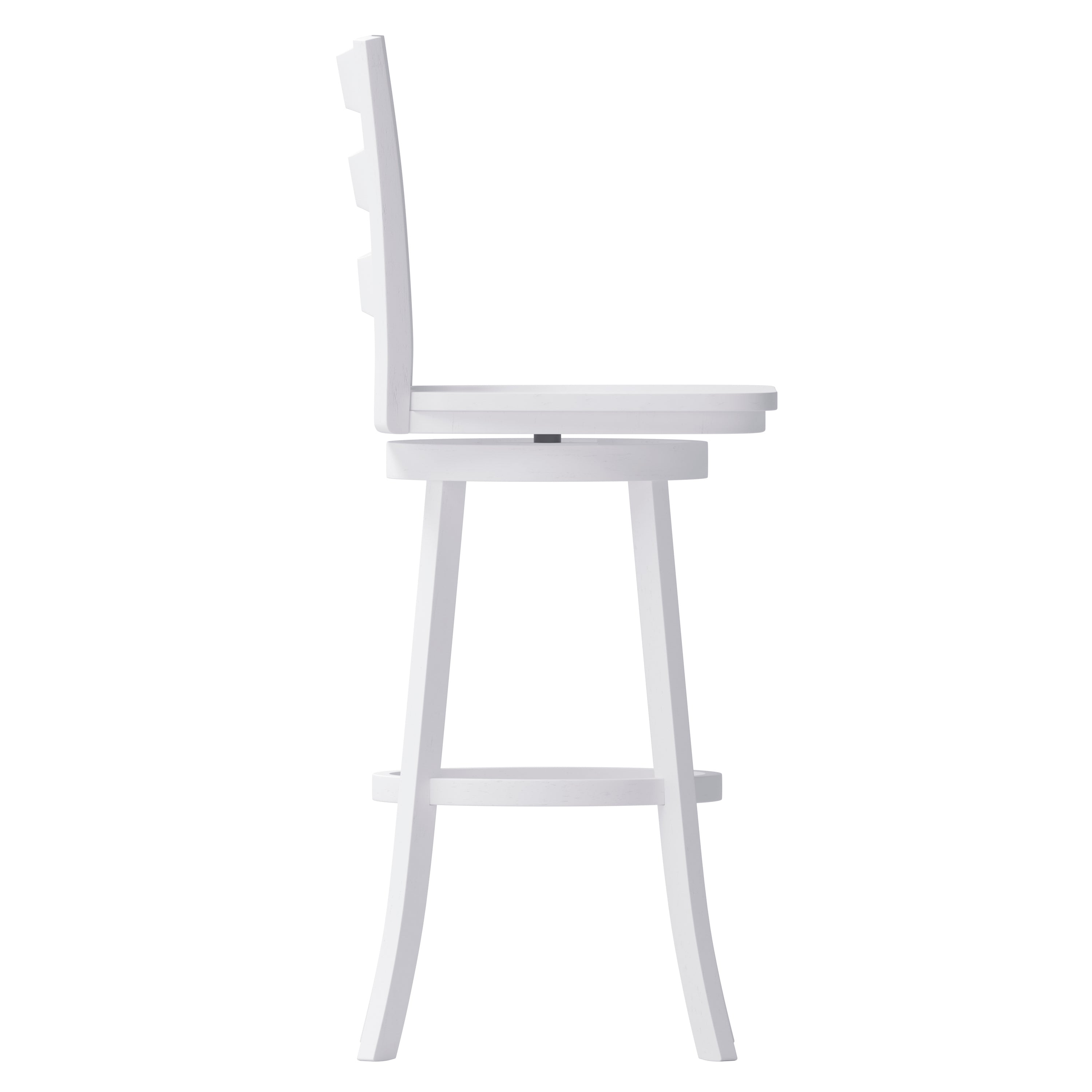Liesel Commercial Grade Wooden Classic Ladderback Swivel Bar Height Barstool with Solid Wood Seat, Antique White Wash