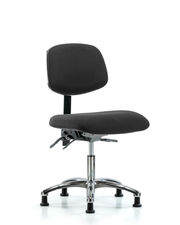 Fabric ESD Chair - Desk Height with Seat Tilt & ESD Stationary Glides in ESD Black Fabric