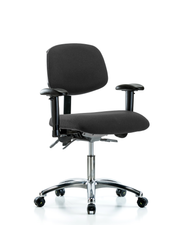 Fabric ESD Chair - Desk Height with Seat Tilt, Adjustable Arms, & ESD Casters in ESD Black Fabric