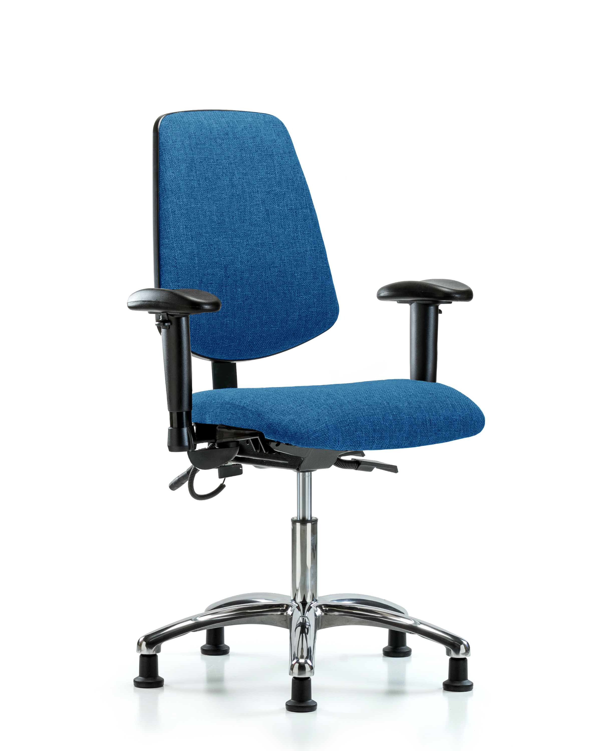 Fabric ESD Chair - Desk Height with Medium Back, Adjustable Arms, & ESD Stationary Glides in ESD Black Fabric