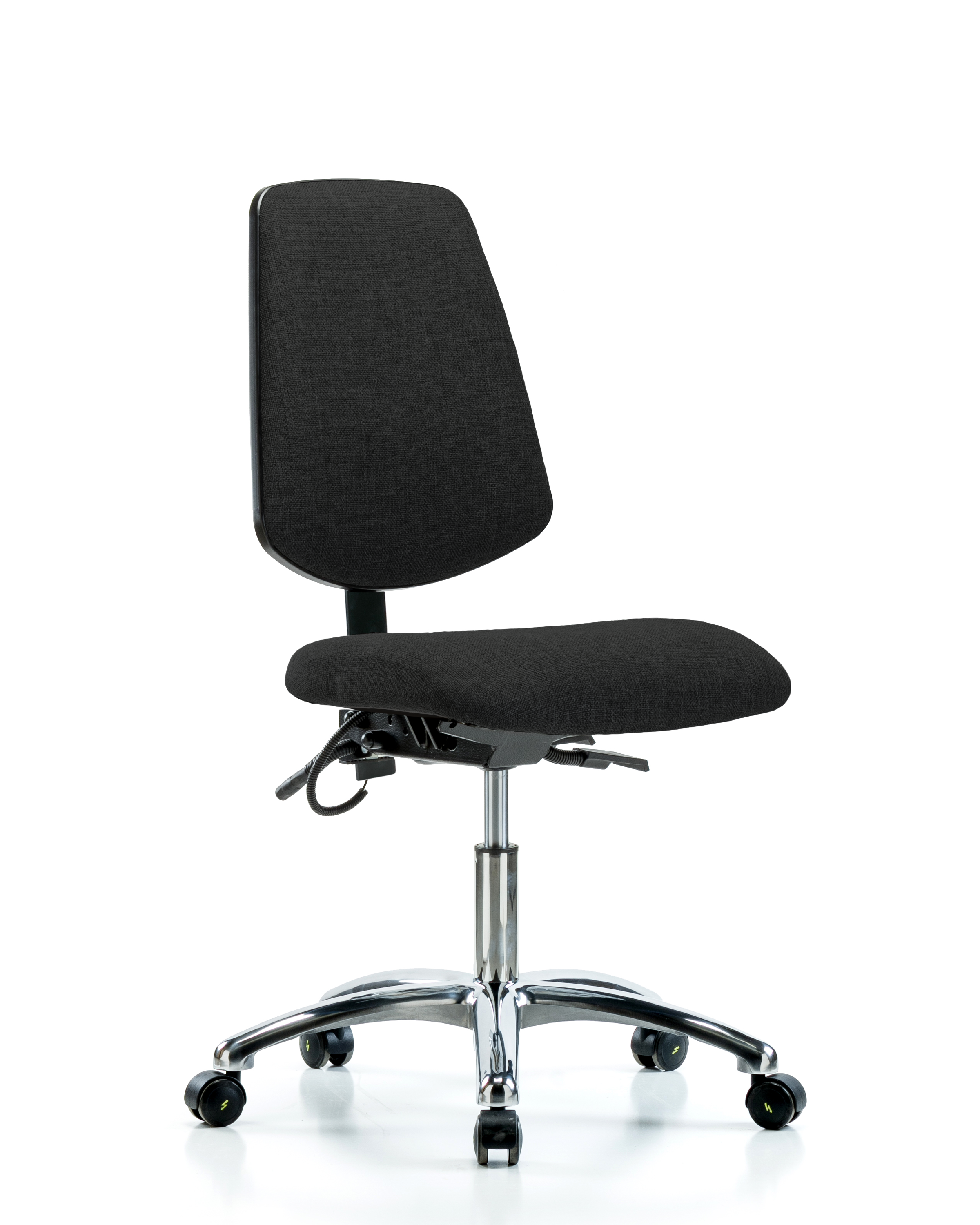 Fabric ESD Chair - Desk Height with Medium Back, Seat Tilt, & ESD Casters in ESD Black Fabric