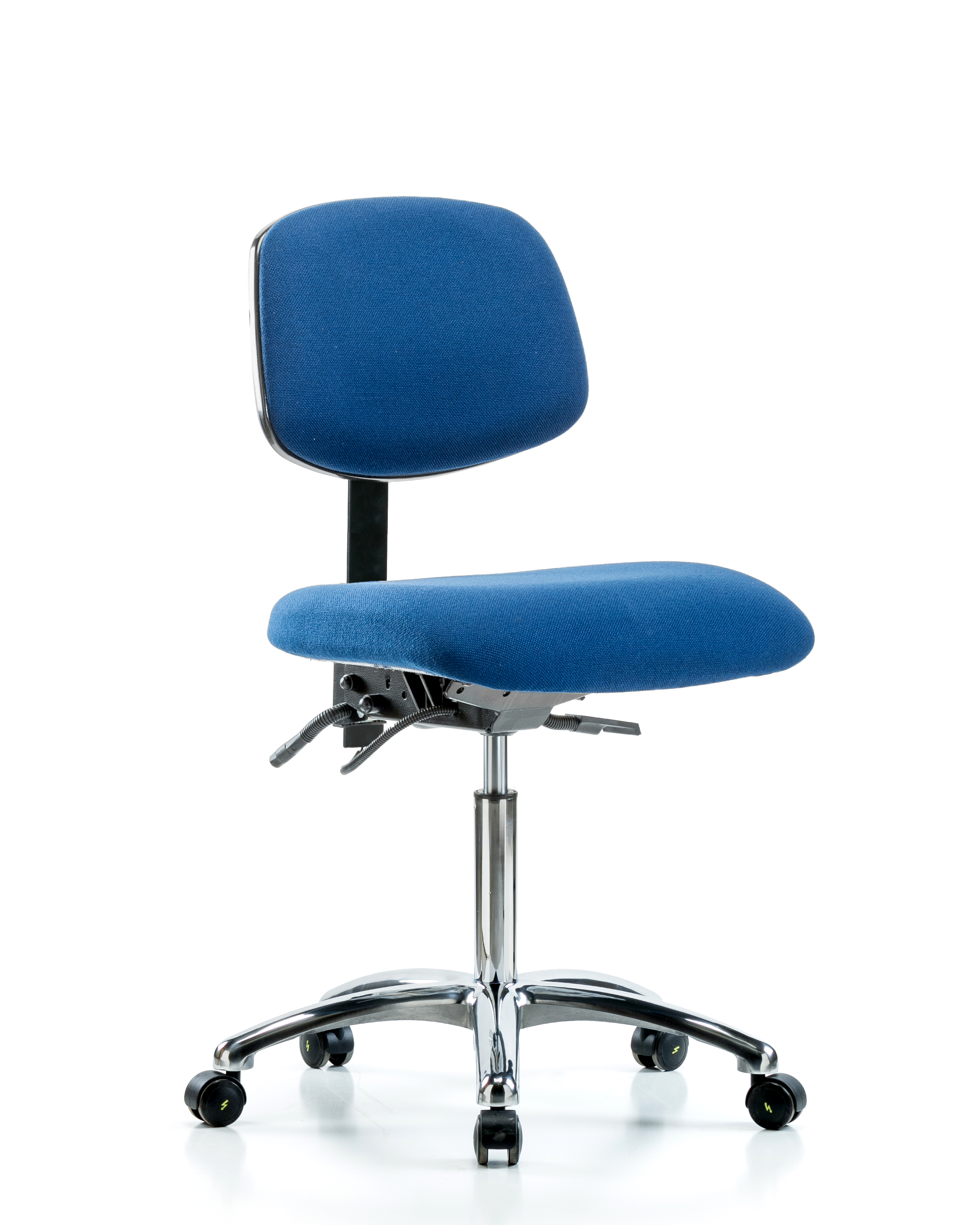Fabric ESD Chair - Medium Bench Height with ESD Casters in ESD Blue Fabric