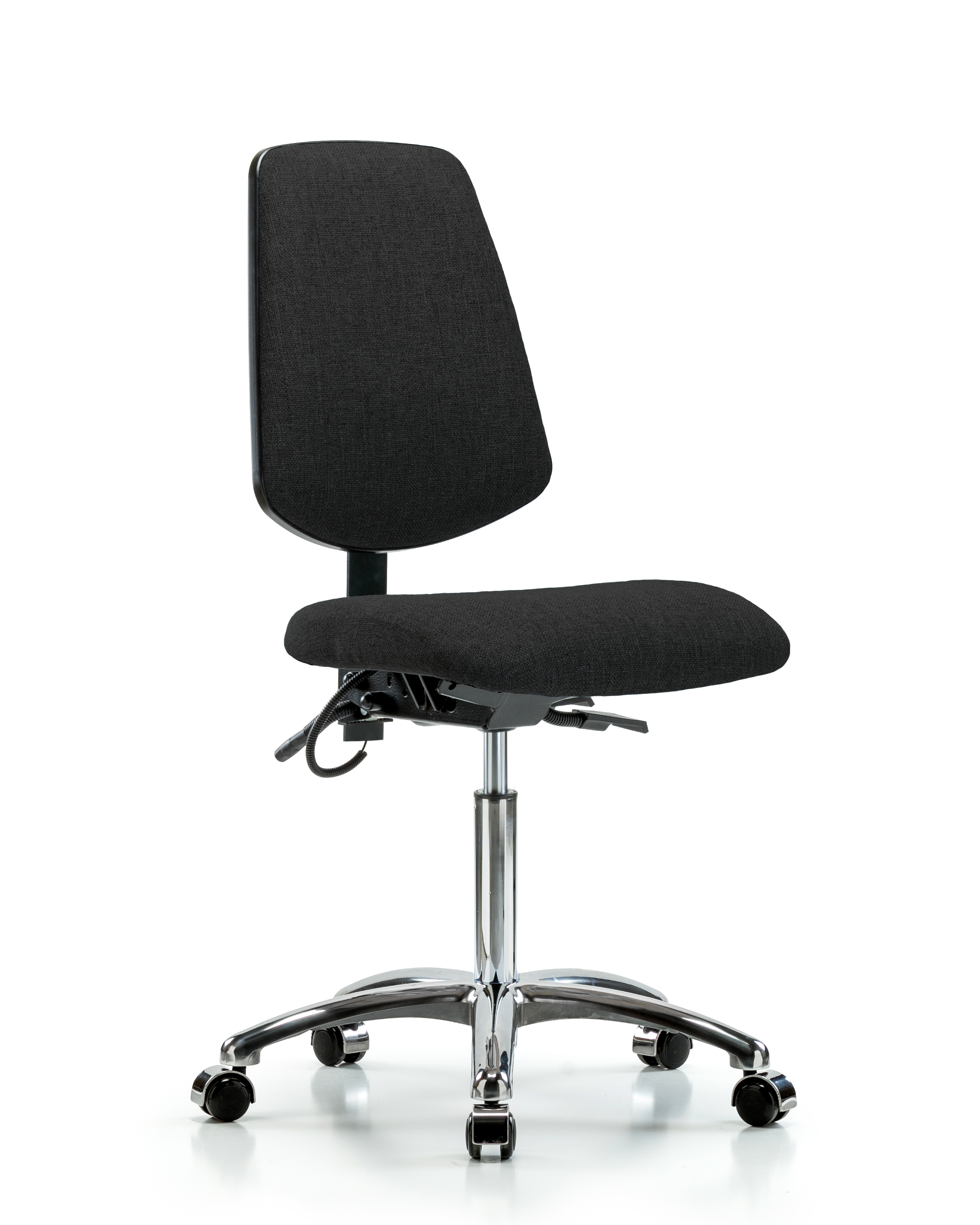 Fabric ESD Chair - Medium Bench Height with Medium Back & ESD Casters in ESD Black Fabric
