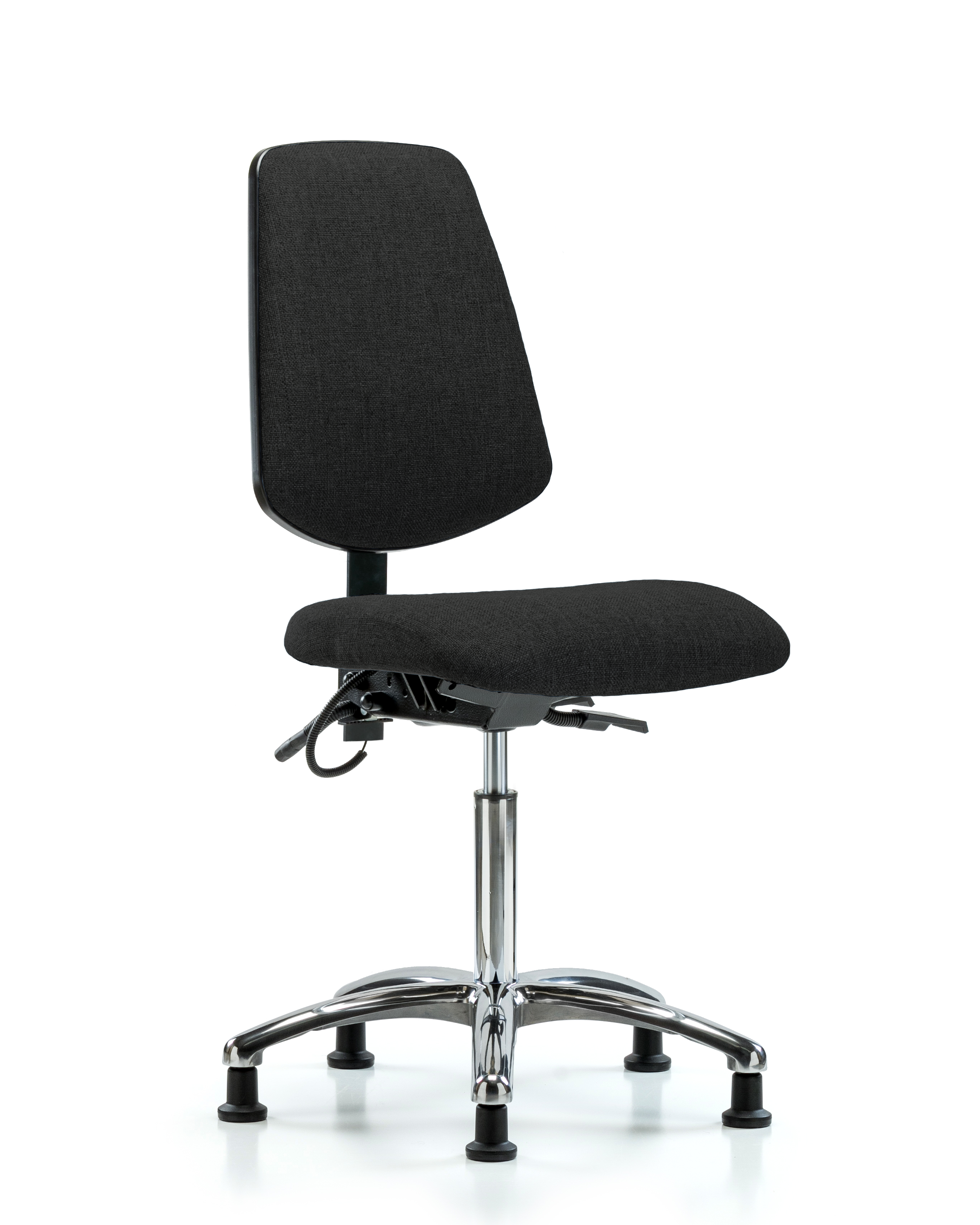 Fabric ESD Chair - Medium Bench Height with Medium Back & ESD Stationary Glides in ESD Black Fabric