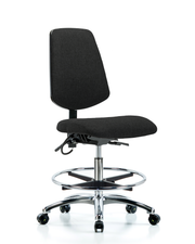 Fabric ESD Chair - Medium Bench Height with Medium Back, Seat Tilt, Chrome Foot Ring, & ESD Casters in ESD Black Fabric