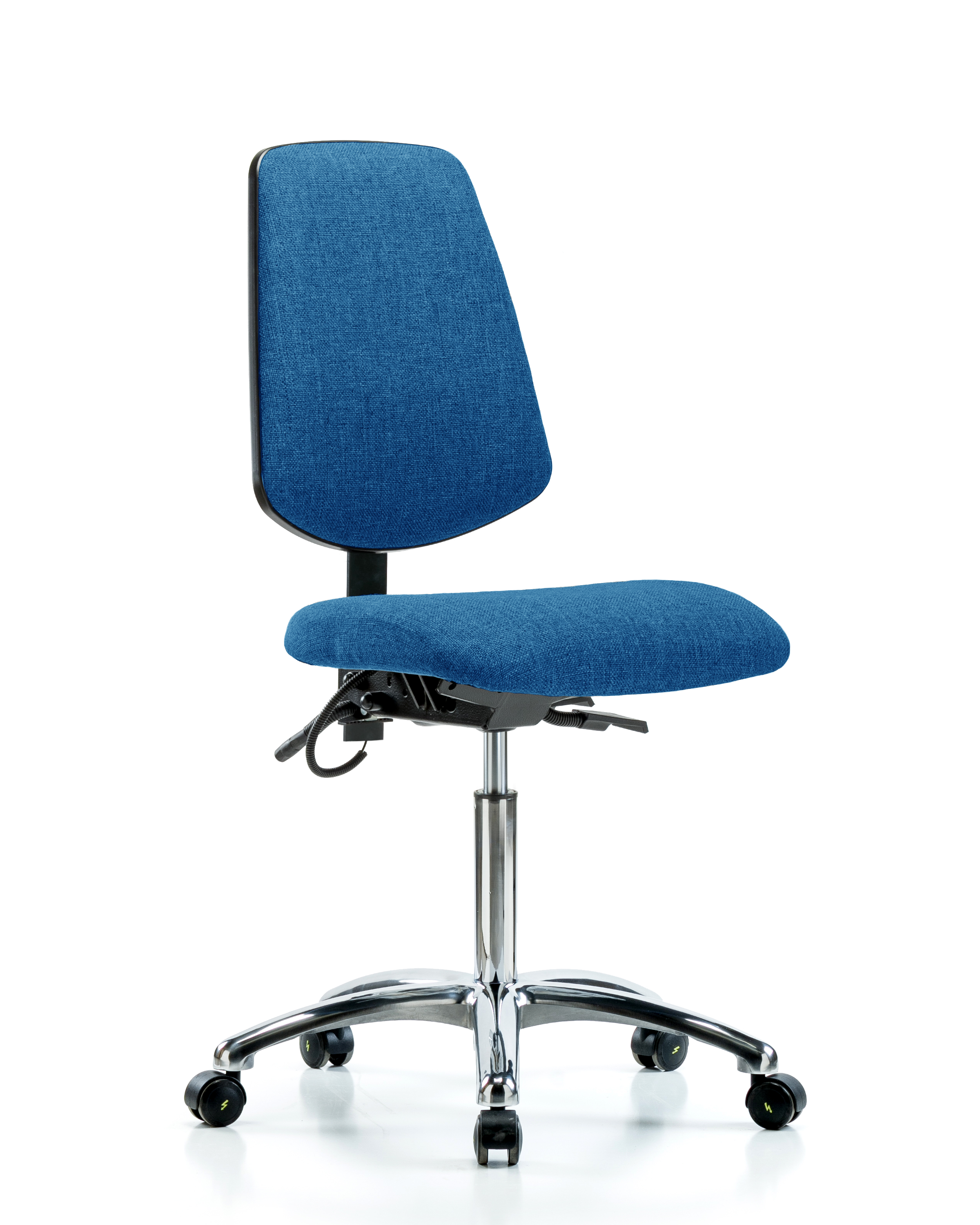 Fabric ESD Chair - Medium Bench Height with Medium Back, Seat Tilt, & ESD Casters in ESD Black Fabric