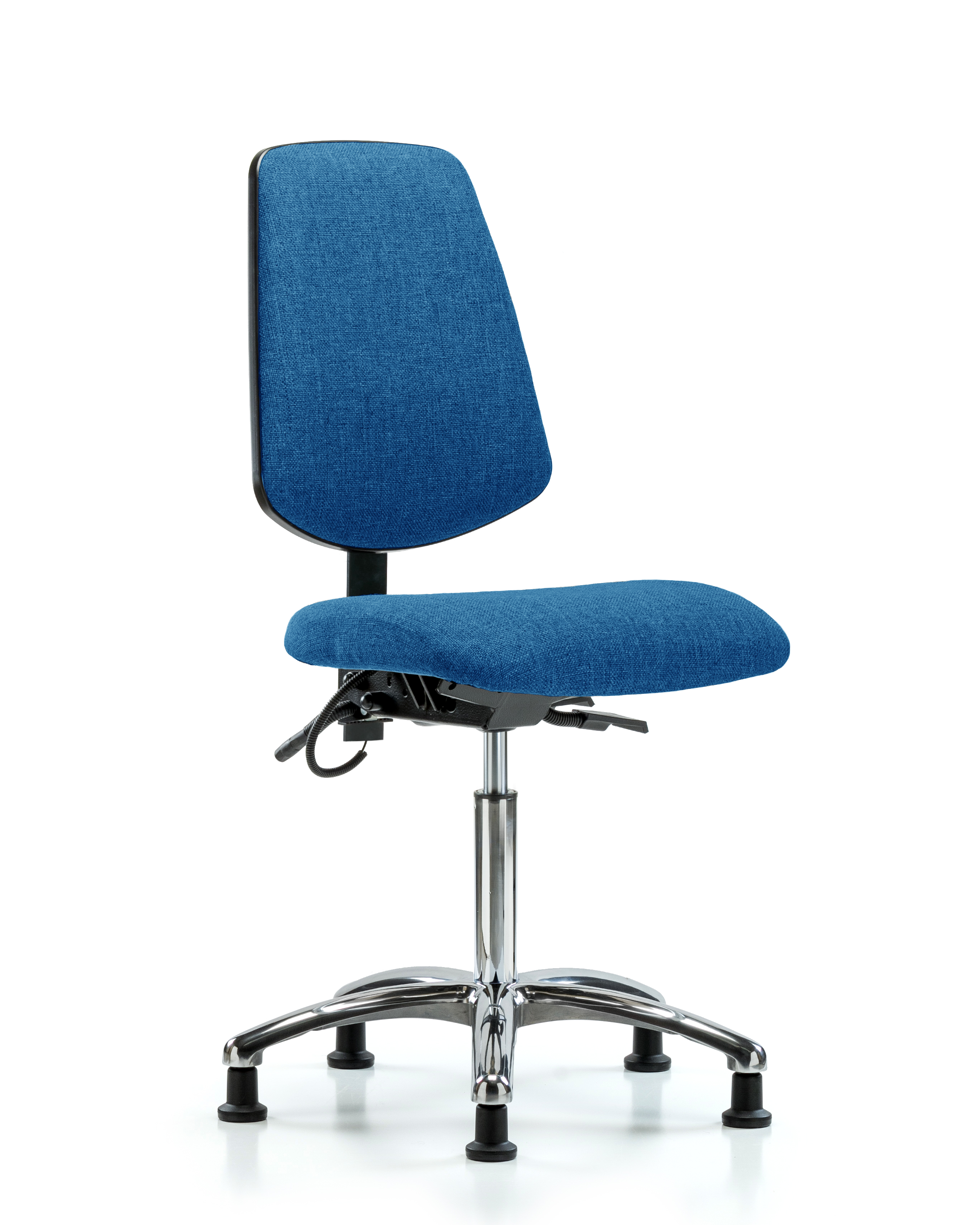 Fabric ESD Chair - Medium Bench Height with Medium Back, Seat Tilt, & ESD Stationary Glides in ESD Blue Fabric