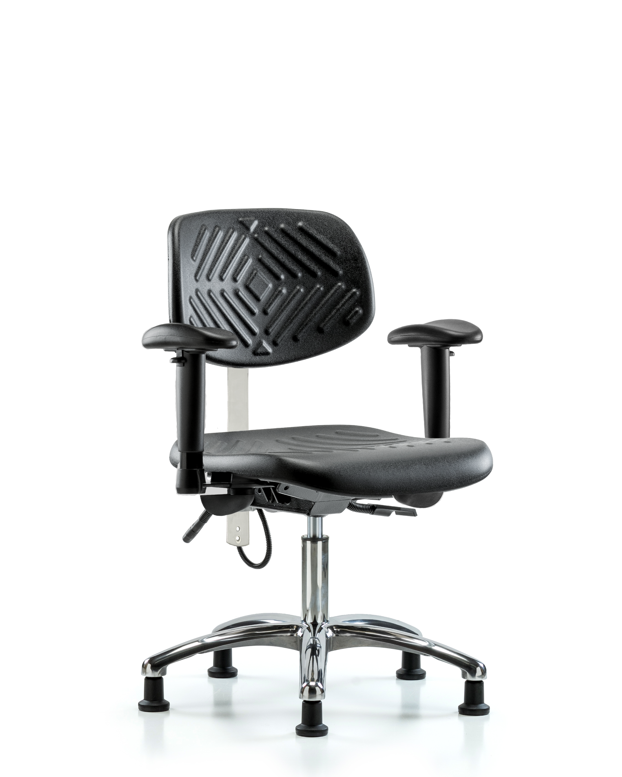 Polyurethane ESD Chair - Desk Height with Adjustable Arms & ESD Stationary Glides