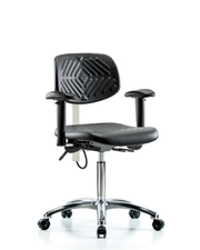 Polyurethane ESD Chair - Medium Bench Height with Adjustable Arms & ESD Casters