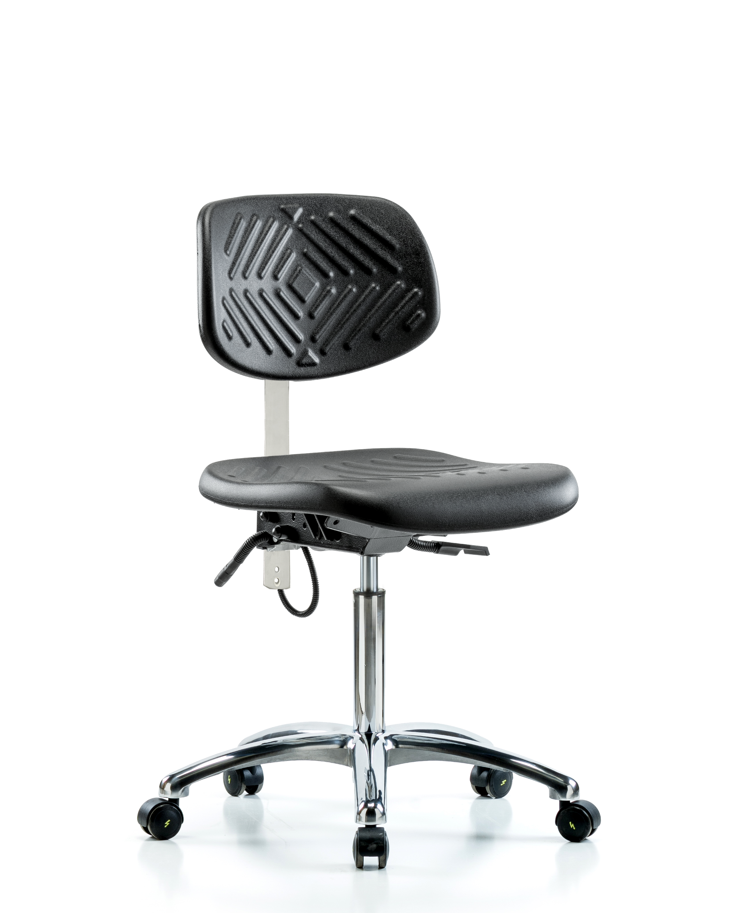 Polyurethane ESD Chair - Medium Bench Height with Seat Tilt & ESD Casters