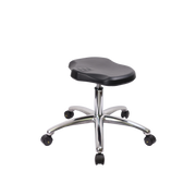 Polyurethane ESD Ray Stool Chrome - Desk Height with ESD Casters in ESD Black Polyurethane