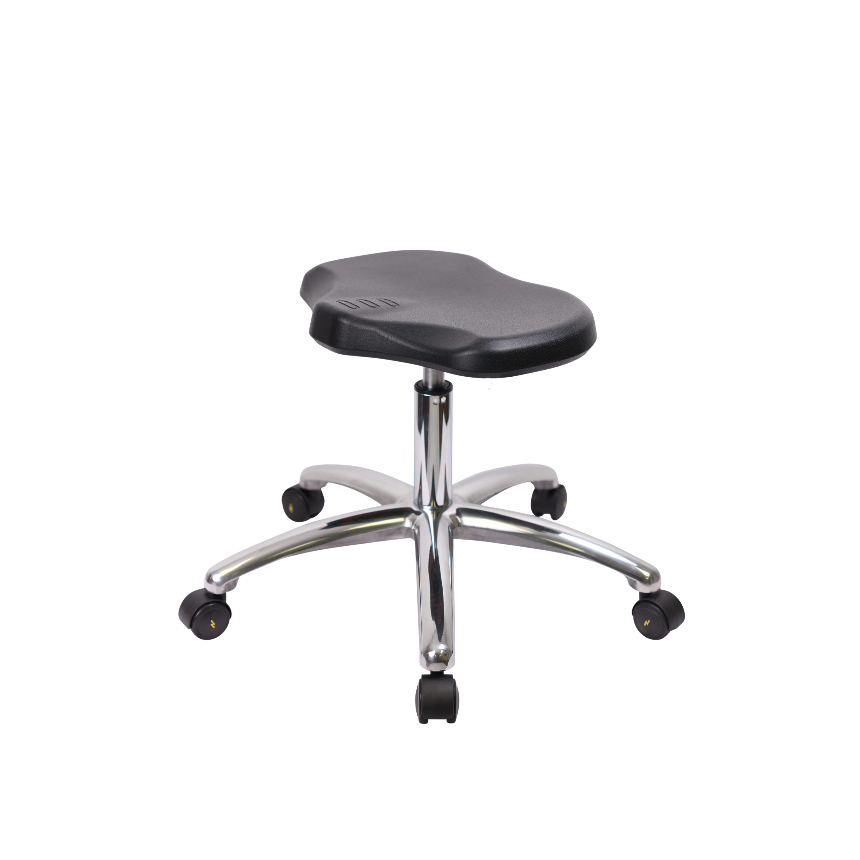 Polyurethane ESD Ray Stool Chrome - Desk Height with ESD Casters in ESD Black Polyurethane