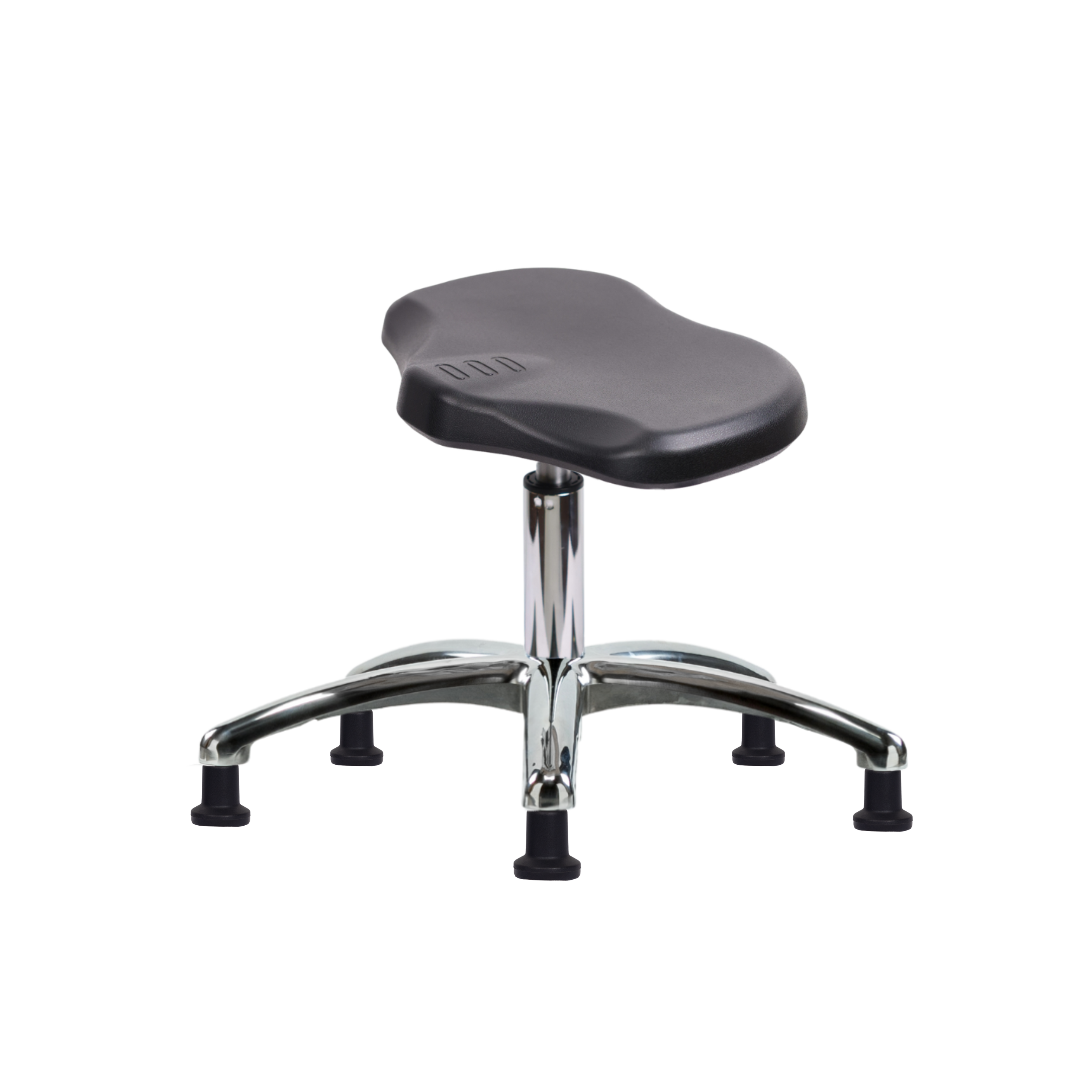 Polyurethane ESD Ray Stool Chrome - Desk Height with ESD Stationary Glides in ESD Black Polyurethane
