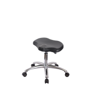 Polyurethane ESD Ray Sit-Stand Stool Chrome - Desk Height with ESD Casters in ESD Black Polyurethane