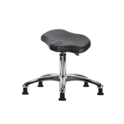 Polyurethane ESD Ray Sit-Stand Stool Chrome - Desk Height with ESD Stationary Glides in ESD Black Polyurethane