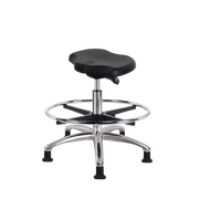 Polyurethane ESD Ray Sit-Stand with Chrome Foot Ring & ESD Stationary Glides in ESD Black Polyurethane