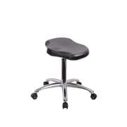 Polyurethane ESD Ray Stool Chrome - Medium Bench Height with ESD Casters in ESD Black Polyurethane