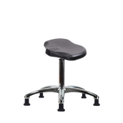 Polyurethane ESD Ray Stool Chrome - Medium Bench Height with ESD Stationary Glides in ESD Black Polyurethane