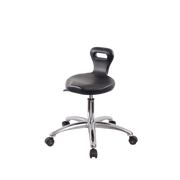 Polyurethane ESD Serpent Stool Chrome - Desk Height with ESD Casters in ESD Black Polyurethane