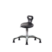 Polyurethane ESD Serpent Stool Chrome - Desk Height with ESD Stationary Glides in ESD Black Polyurethane
