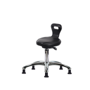 Polyurethane ESD Serpent Sit-Stand Stool Chrome - Desk Height with ESD Stationary Glides in ESD Black Polyurethane