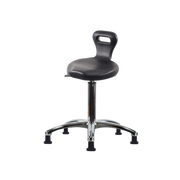 Polyurethane ESD Serpent Stool Chrome - Medium Bench Height with ESD Stationary Glides in ESD Black Polyurethane