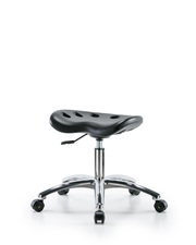 Polyurethane ESD Tractor Stool Chrome - Desk Height with ESD Casters in ESD Black Polyurethane