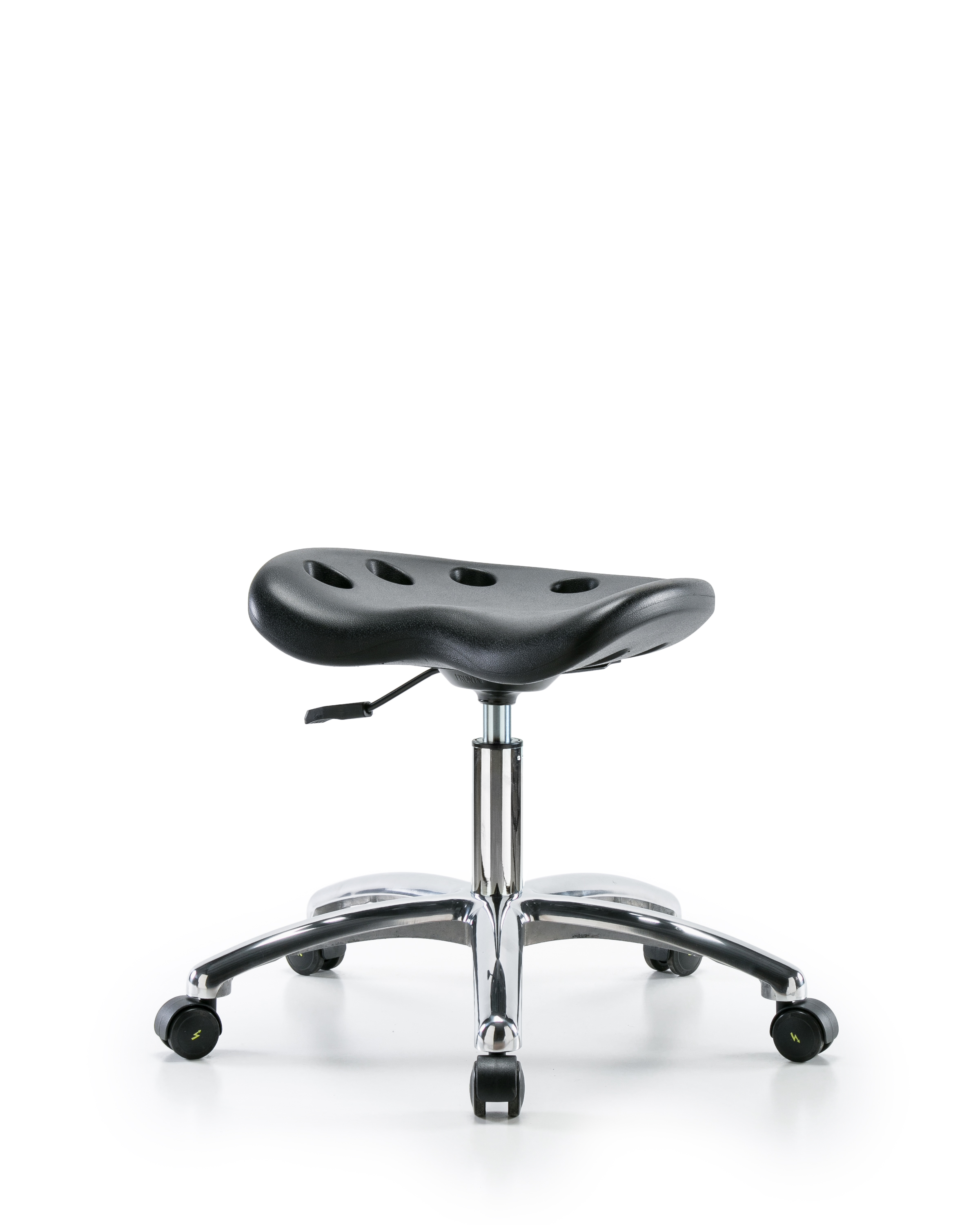 Polyurethane ESD Tractor Stool Chrome - Desk Height with ESD Casters in ESD Black Polyurethane