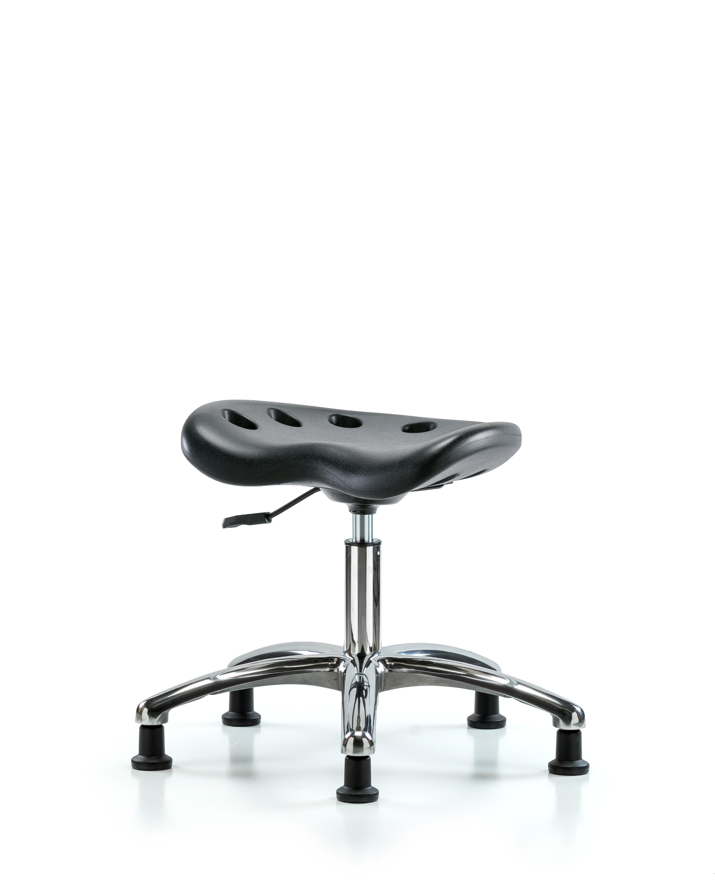 Polyurethane ESD Tractor Stool Chrome - Desk Height with ESD Stationary Glides in ESD Black Polyurethane