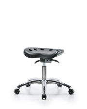 Polyurethane ESD Tractor Sit-Stand Stool Chrome - Desk Height with ESD Casters in ESD Black Polyurethane